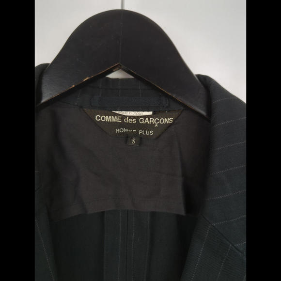 [SOLD] COMME DES GARCONS Sz S Black Gray Cotton Pinstripe Blazer Jacket Japan - Picture 3 of 9